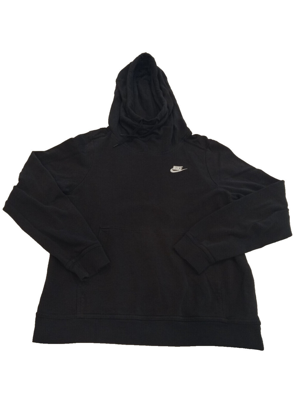Nike Hoodie Mens Medium Black Funnel Neck Pullover Swoosh Sweatshirt M